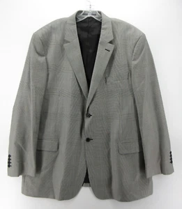 J Peterman Sport Coat Men 50 Gray Blazer Houndstooth Plaid Jacket Wool Business - Picture 1 of 13