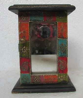 Antiguo espejo de madera pintado vintage montado hecho a mano caja de llaves, coleccionable Foto 1 de 4