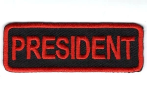 NUEVO PRESIDENTE (ROJO) CHOPPER MOTOCICLETA BIKER CLUB PLANCHA EN PARCHE - Imagen 1 de 1