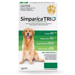 Simparica Trio Large Dog 20.1-40kg Green - Picture 1 of 1