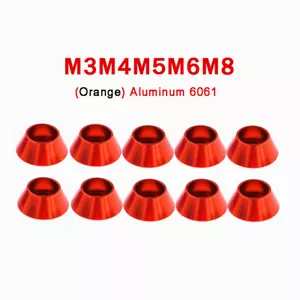Arandelas de cabeza de copa de cono de aluminio anodizado M3-M8 ajuste tornillos de tapa de enchufe perno naranja - Imagen 1 de 8