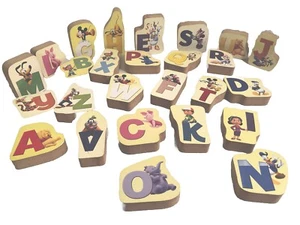 Disney CharactersAlphabet Chunky Wooden Puzzle Replacement ABC Blocks 26 Pieces - Picture 1 of 5