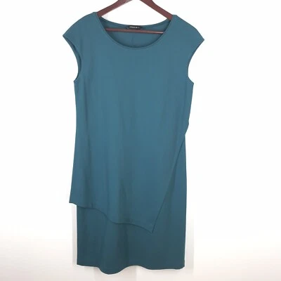 Vestido elástico asimétrico verde esmeralda Lafayette 148 New York para mujer talla M Foto 1 de 4