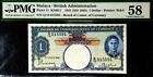 PMG 58  1941 MALAYA &BRITISH 1 Dollar Note S/N-Q/18 015591(+FREE1 note)#17197