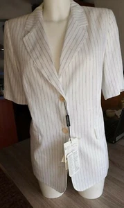 NEW Marina Rinaldi linen striped short sleeves Blazer size 19 US 10 Plus size - Picture 1 of 5