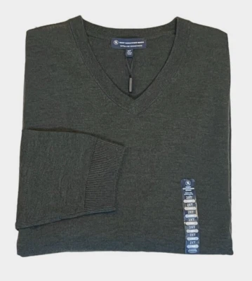 $99 Hart Schaffner Marx Extra Fine Merino Wool Biella Yarn V Neck Sweater 2XLT - Image 1 of 4
