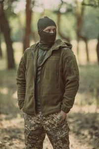 Khaki Tactical Fleecejacke Dicke Armee mit Chevrons, Fleecejacken Herren - Bild 1 von 8