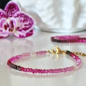 Bracciale Perle in Rubino Ombreggiato con Chiusura a Moschettone Energia Positiva - Foto 1 di 5