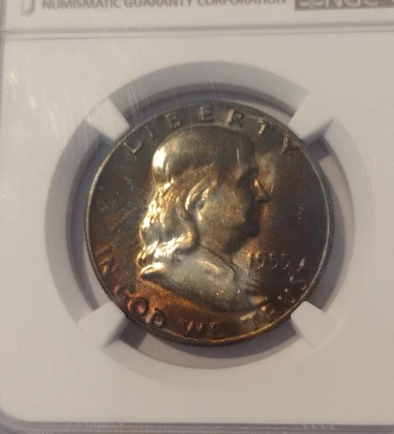 *1955 50C* NGC Franklin Half Dollar Monster Rainbow Toned Amazing Details!!!! Cover