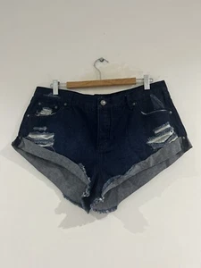 Ripcurl Denim Shorts Size 16 Pockets Zip Blue Distressed Womens - Picture 1 of 10
