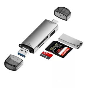 6 in 1 Type-C Micro USB 3.0 Memory Card Reader Micro SD/SD OTG PC Macbook Tablet - Picture 1 of 10