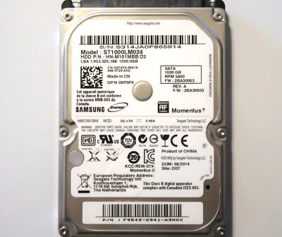 Samsung ST1000LM024 HN-M101MBB/D2 2BA30003 (S314) F9543-G941 2.5" 1TB 2014 - Image 1 of 2