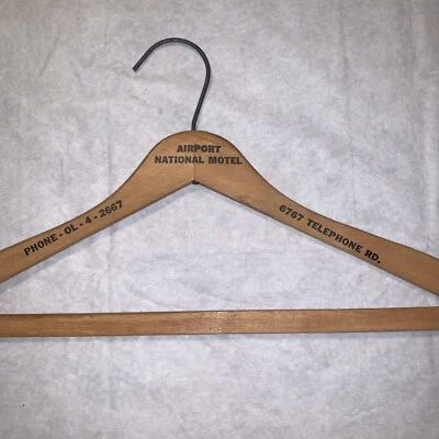 Vintage Airport National Motel Wooden Clothing Coat Hanger Houston Tx Defunct - image 1 of 4