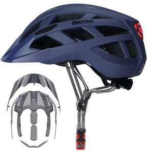 Matte Dark Blue Bicycle Helmet With USB Light - Picture 1 of 5