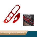 Front Door Window Switch Panel Carbon Fiber Trim For VW Passat 2006-2010 RED