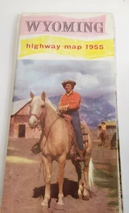 1955 Wyoming Highway Map From Wyoming State Highway And Wyoming Tourist Bureau - Picture 1 of 5