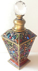 Enameled & Jeweled Perfume Bottle with Crystal Top & Dabber