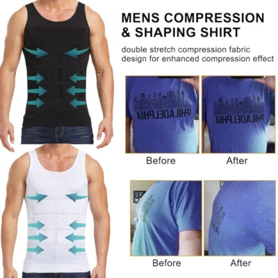 MISS MOLLY Men's Compression Shapewear Vest Body Shaper Abs Abdomen Slimming Top Undershirt