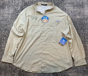 Columbia PFG Tamiami II Shirt Mens XXL Beige Long Sleeve NEW Embroidered FLAW - Picture 1 of 24