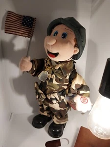 USA American Combat Soldier in Camo w/Flag Interactive 14.5" Plush (Non-Working) - Picture 1 of 8