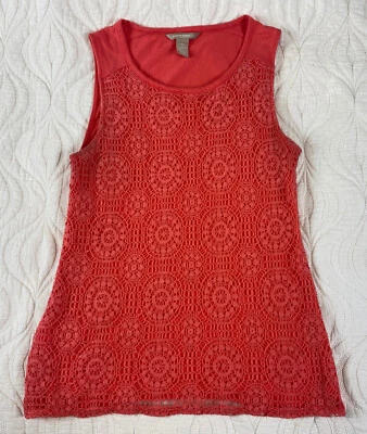 Camiseta sin mangas Banana Republic para mujer XS de encaje coral  Foto 1 de 4
