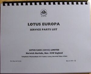 Brand New! Lotus Europa Series 1 & 2 Shop/Service Manual