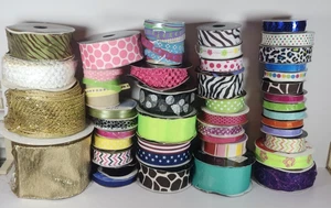 Lote de 43 rollos de cinta artesanal parcialmente usados varias longitudes/tamaños colores marcas - Imagen 1 de 12