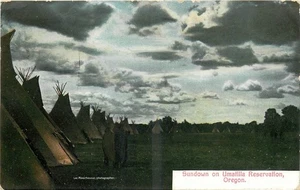 Tarjeta postal con sello Portland AYPE 1910 Oregon Sundown Umatilla Reservation 25-10893 - Imagen 1 de 2