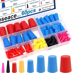 Smseace 60Pack Rubber Plugs 1/16 Inch to 5/8 Inch Rubber Stoppers 8-Sizes High T - Picture 1 of 12