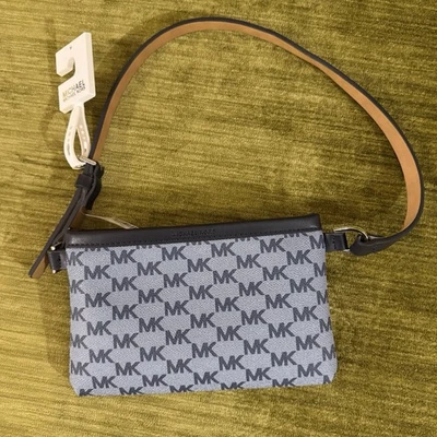 MICHAEL KORS Signature Logo Fanny Pack Belt Bag Purse Navy Blue 551749C 36” NEW - Image 1 of 4