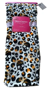 Juicy Couture Totenkopf Leopardenmuster Fleece Überwurf Decke 50x70 Halloween kuschelig weich - Bild 1 von 6