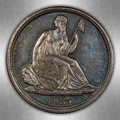 1837 Seated H10C CACG PR 63 - Image 1 of 3