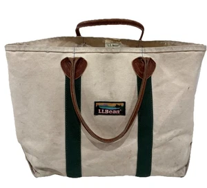 Vintage Limited Edition L.L. Bean Tote Bag Spellout Leather Straps - Picture 1 of 8