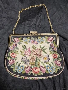 Antique European Austrian Petit Embroidery Evening Bag Purse Clutch NO FLAWS - Picture 1 of 11