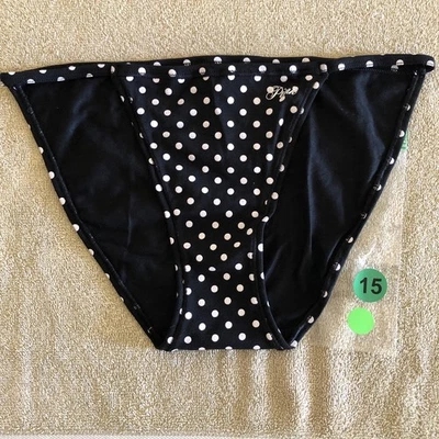 Pink By Victorias Secret Medium Black Polka Dots String Bikini Panties  - Image 1 of 4