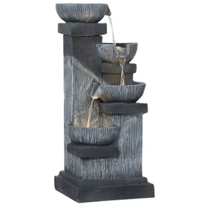 Outsunny 4-Tier 33.5" Outdoor Waterfall Fountain with LED Lights, Pump - Picture 1 of 11