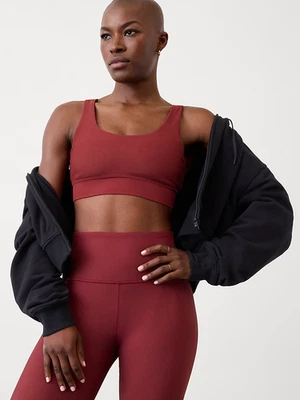 ATHLETA Breathe Rib Longline Sports Bra A-C  M Medium | Redwood #413252 NEW - Image 1 of 2