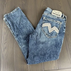 Jeans Salvage Supply Co Riot Calce Atlético 34x32 Azul Medio Elástico Premium Denim - Imagen 1 de 18