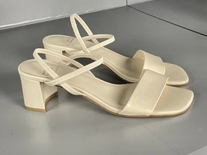Jeffrey Campbell Shoes Womens Size 8 Ivory Strappy Block Heel Sandals Square Toe - Picture 1 of 7