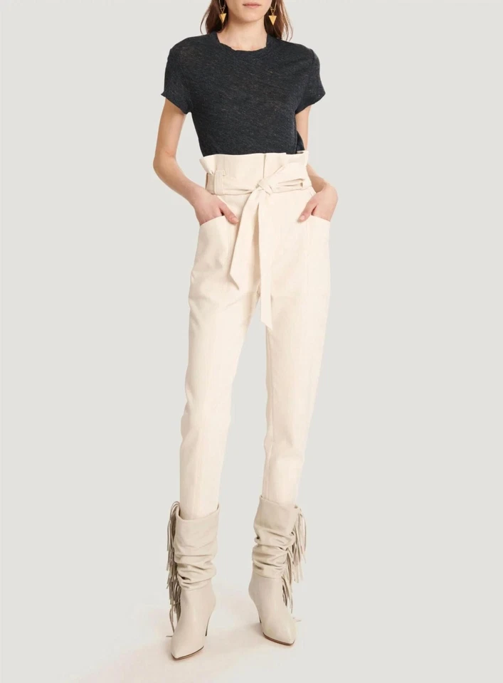 Pantalones Iro Akin Cintura Alta Bolsa de Papel Natural Foto 1 de 1