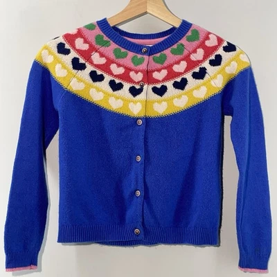 Cárdigan Suéter Mini Boden Niñas 8-9 Años Mezcla Lana Corazón Azul Isla Justa Foto 1 de 4