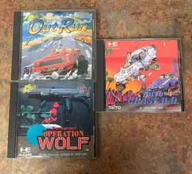 PC Engine Taito Chase H.Q. Out Run Operation Wolf HuCARD Hu CARD