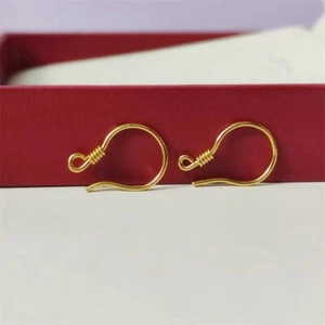 1Pair Pure 999 24K Yellow Gold Women Lucky Unique Dangle Earrings 1-1.2g - Picture 1 of 5