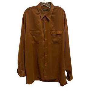 North 44 Brown Suede Feel Long Sleeve Button Up Shirt Size XL Preowned - Picture 1 of 9