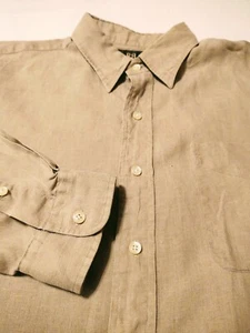 Ralph Lauren RRL Men's Button Front 100% LINEN XL Beige L/S Shirt FITS BIG - Picture 1 of 5