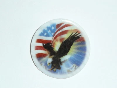 U.S. Flag Stars & Stripes & Eagle Bird Mother of Pearl MOP Shank Button  1-3/8" - Image 1 of 4