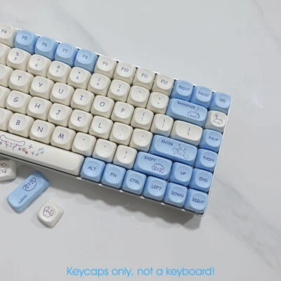 Juego de teclas PBT de canela de anime para perro lindo perfil azul MA para teclados Cherry MX Foto 1 de 4