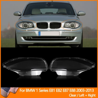 Pair Headlight Lens Cover Fit For BMW 1 Series E81 E82 E87 E88 1M 2003-2011 — 第 1/4 张图片