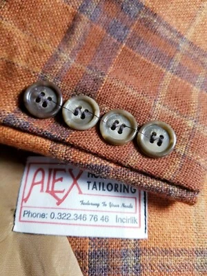 Blazer chaqueta abrigo deportivo 38R naranja púrpura tartán tweed cuadros lana a medida nueva sin etiquetas  Foto 1 de 4