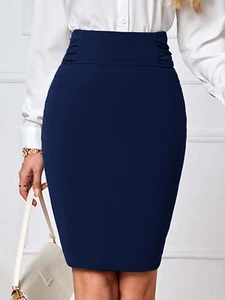 Sayas Cortas Azul de Moda Mini Faldas Elegantes Formales Casuales para Mujeres - Picture 1 of 7